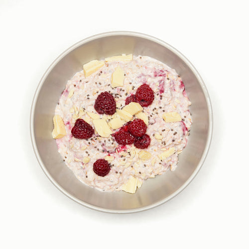 Raspberry & white chocolate overnight oats